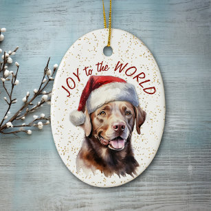 Schokolade Labrador Retriever Dog Joy to World Keramik Ornament