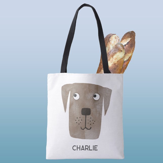 Schokolade Labrador Retriever Dog Personalisiert (Fun personalized name Chocolate Labrador Retriever dog tote bag)