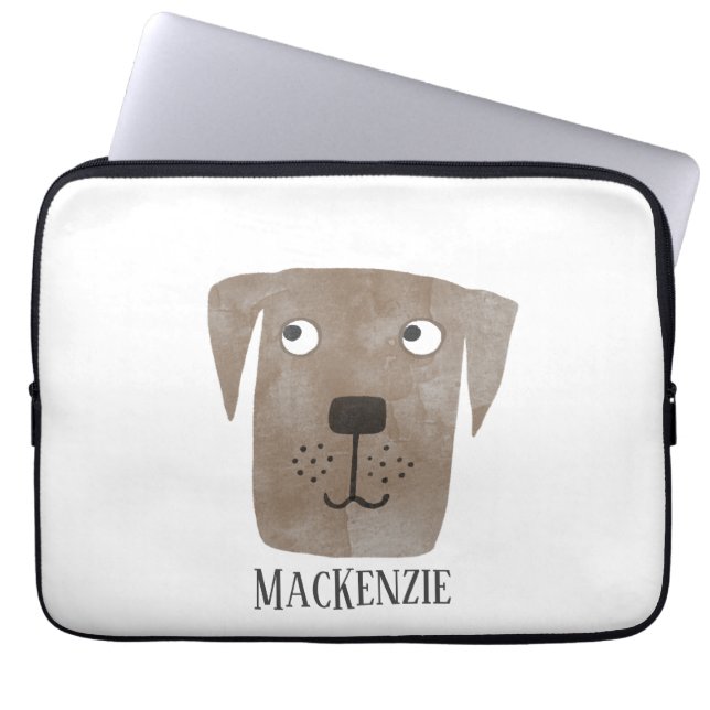 Schokolade Labrador Retriever Dog Personalisiert Laptopschutzhülle (Vorderseite)