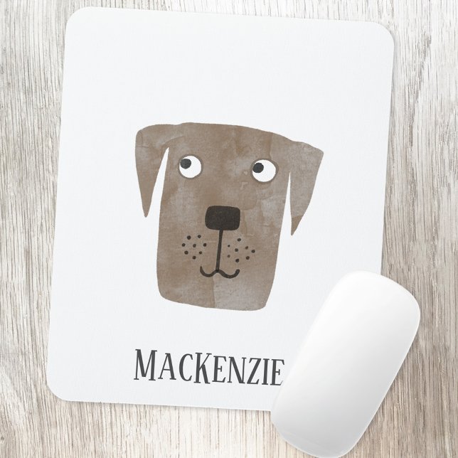Schokolade Labrador Retriever Dog Personalisiert Mousepad (Fun Chocolate Labrador Retriever dog personalized name art mousemat)