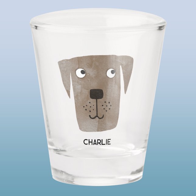 Schokolade Labrador Retriever Dog Personalisiert Schnapsglas (Fun Chocolate Labrador Retriever Dog personalized name shot glass for animal lovers)