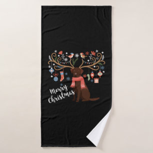 Schokolade Labrador Retriever Dog Weihnachten Badehandtuch