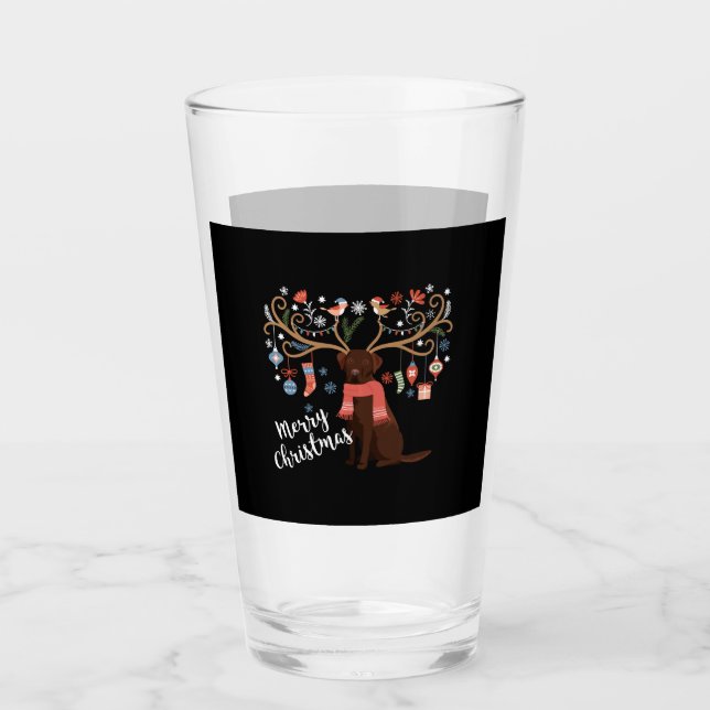 Schokolade Labrador Retriever Dog Weihnachten Glas (Vorderseite)