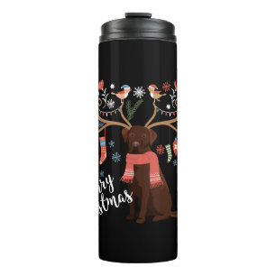 Schokolade Labrador Retriever Dog Weihnachten Thermosbecher