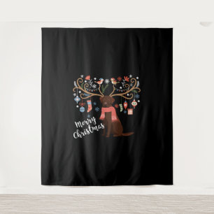 Schokolade Labrador Retriever Dog Weihnachten Wandteppich