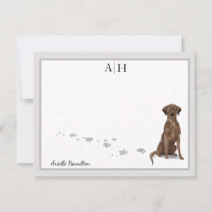 Schokolade Labrador Retriever Grau Border Monogram Mitteilungskarte
