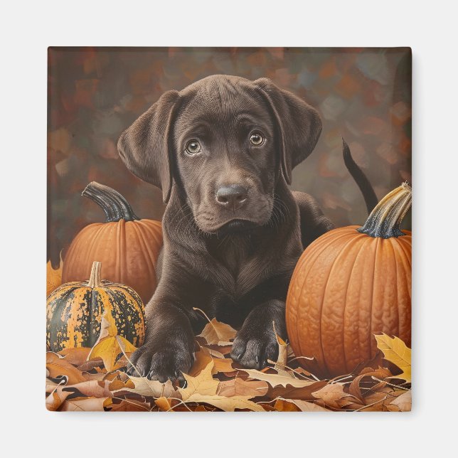 Schokolade Labrador Retriever Herbst Magnet (Vorne)