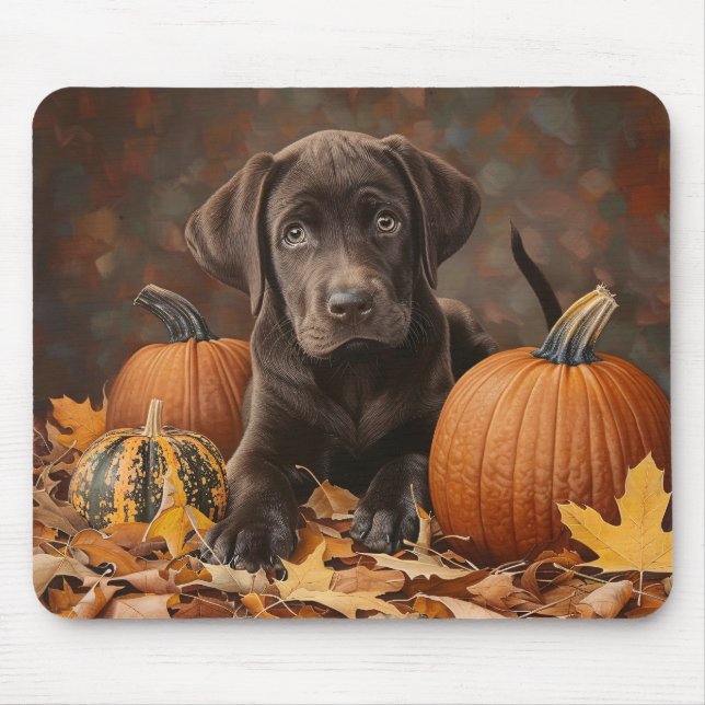 Schokolade Labrador Retriever Herbst Mousepad (Vorne)