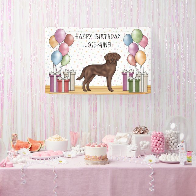 Schokolade Labrador Retriever Hund farbenfroh Gebu Banner (Party)