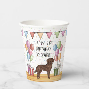 Schokolade Labrador Retriever Hund farbenfroh Gebu Pappbecher