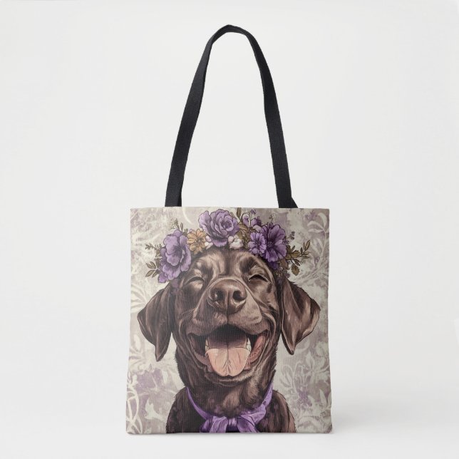 Schokolade Labrador Retriever Hund Lila floral (Vorderseite)