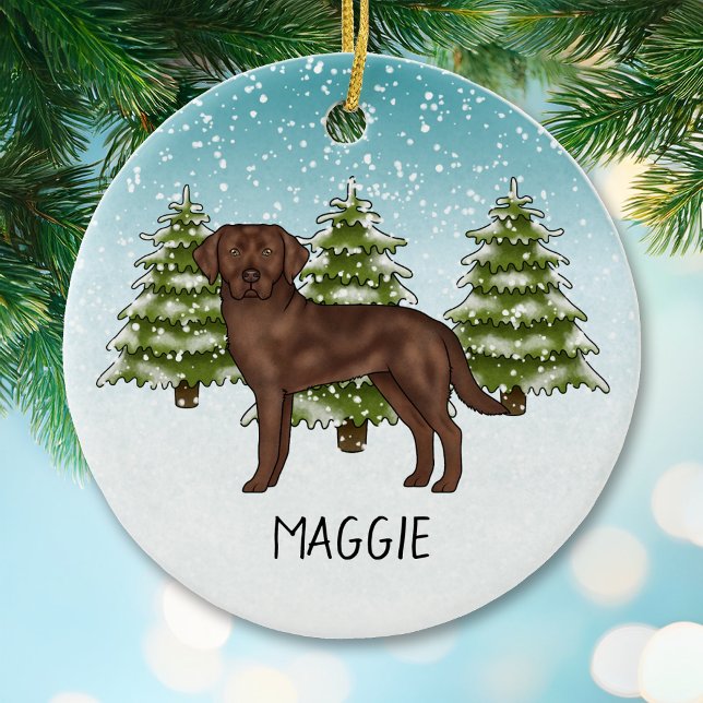 Schokolade Labrador Retriever Individuelle Name We Keramik Ornament (Von Creator hochgeladen)