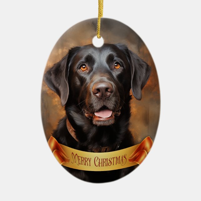 Schokolade Labrador Retriever Keramik Ornament (Vorne)