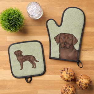 Schokolade Labrador Retriever Labrador Hund Art Gr Ofenhandschuh & Topflappen-Set