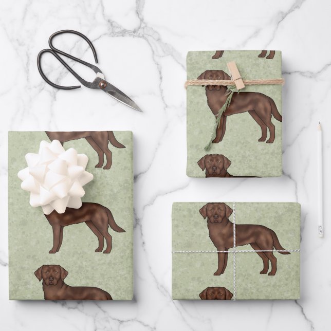 Schokolade Labrador Retriever Labrador Hundeschema Geschenkpapier Set (Vorderseite)