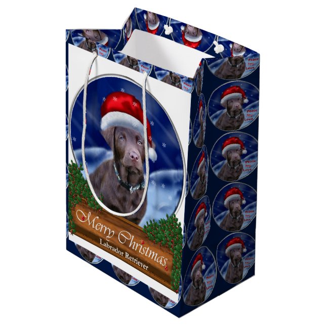 Schokolade Labrador Retriever Mittlere Geschenktüte (Rückseite Schrägansicht)
