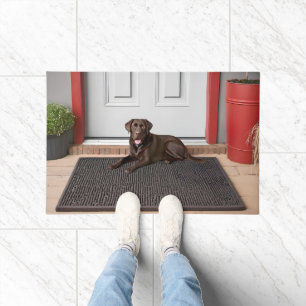 Schokolade Labrador Retriever on Door Mat Fußmatte