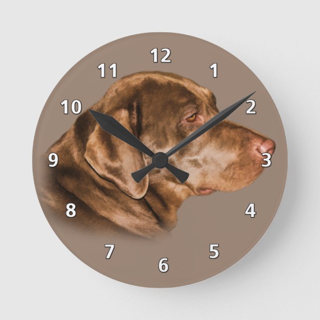 Schokolade Labrador Retriever Runde Wanduhr (Vorderseite)