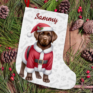 Schokolade Labrador Retriever Santa Puppy Dog Kleiner Weihnachtsstrumpf