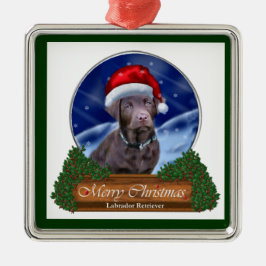 Schokolade Labrador Retriever Silbernes Ornament