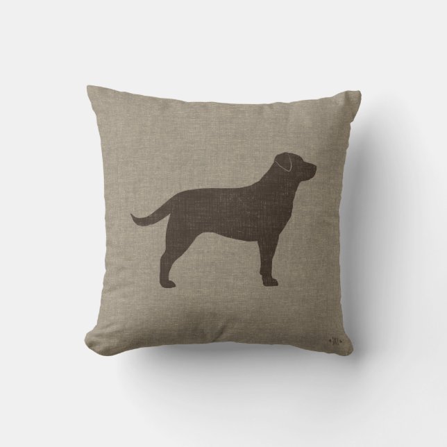 Schokolade Labrador Retriever Silhouette Hundezuch Kissen (Vorderseite)