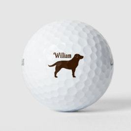Schokolade Labrador Retriever Silhouette mit Name Golfball