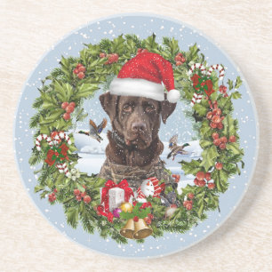 Schokolade Labrador Retriever, Weihnachtskranz Getränkeuntersetzer