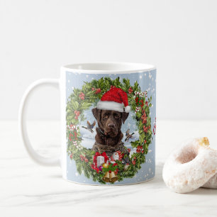 Schokolade Labrador Retriever, Weihnachtskranz Kaffeetasse