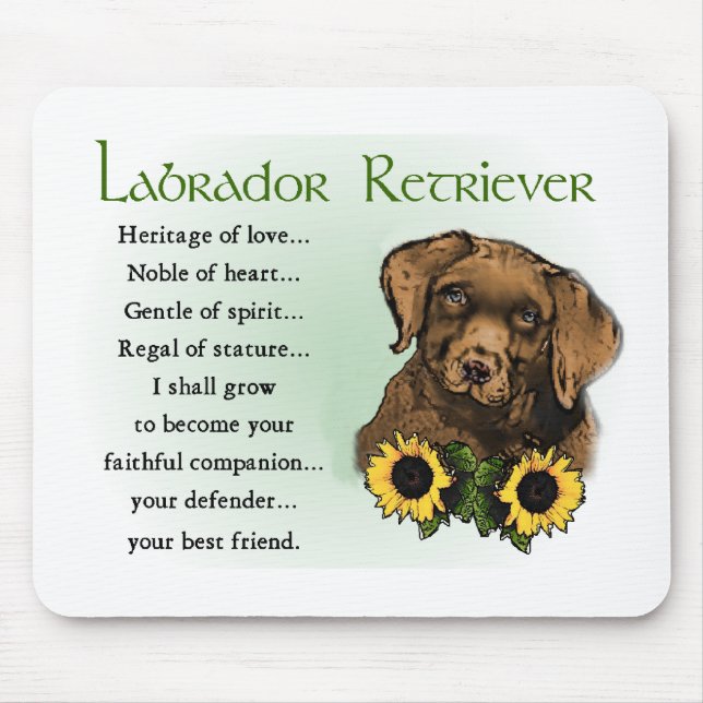 Schokolade Labrador Retriever Welpengeschenke Mousepad (Vorne)