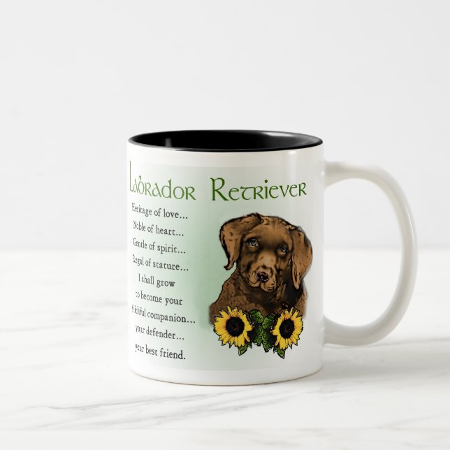 Schokolade Labrador Retriever Welpengeschenke Zweifarbige Tasse (Rechts)