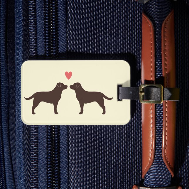 Schokolade Labrador Retrievers mit Herz Gepäckanhänger (Vorderseite Insitu 4)
