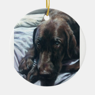 Schokolade Labrador schlafend Keramik Ornament