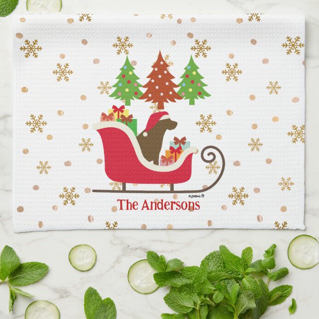 Schokolade Labrador Silhouette Weihnachtslieder Geschirrtuch (Gefaltet)