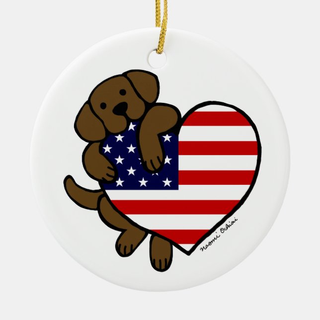 Schokolade Labrador u. Cartoon des Keramik Ornament (Vorne)