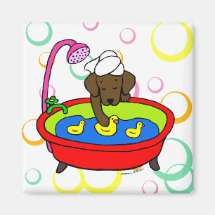 Schokolade Labrador u. Gummi-Enten-Cartoon Magnet