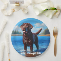 Schokolade Labrador und Blauer See