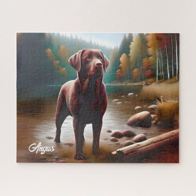 Schokolade Labrador und See Puzzle (Horizontal)