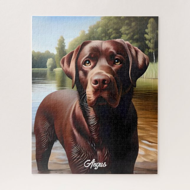 Schokolade Labrador und See Puzzle (Vertikal)