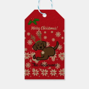 Schokolade Labrador und Weihnachten Cartoon Geschenkanhänger