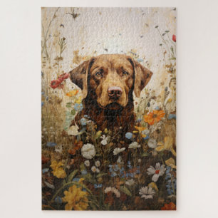 Schokolade Labrador und Wildblumen Puzzle
