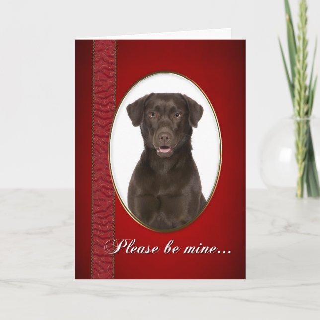 Schokolade Labrador Valentine Feiertagskarte (Vorderseite)