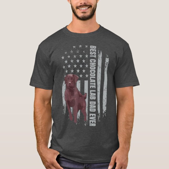 Schokolade Labrador Vater American Flag Brown Labr T-Shirt (Vorderseite)