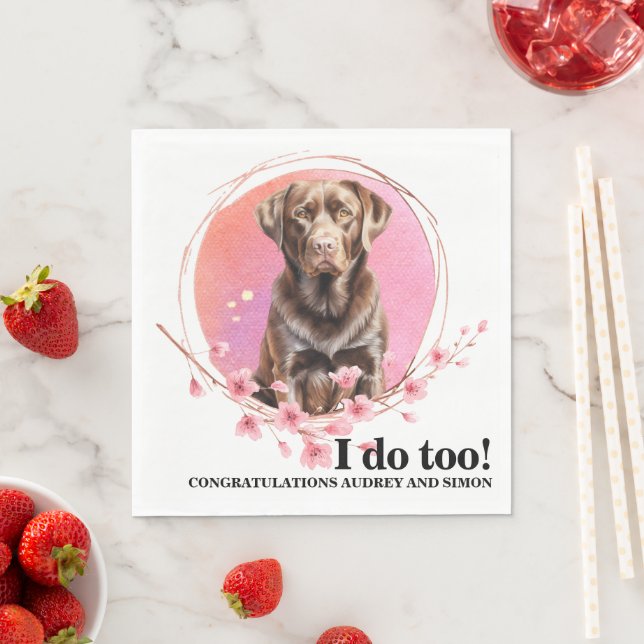 Schokolade Labrador Wedding Dog Foto Napkins Serviette (Beispiel)