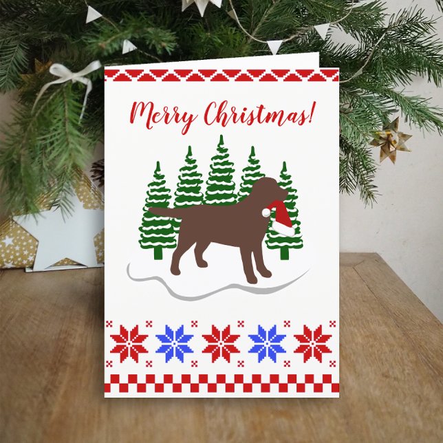 Schokolade Labrador Weihnachten (Chocolate Labrador Evergreen Trees Christmas Cards for Chocolate Labrador Owners.  Silhouette design)