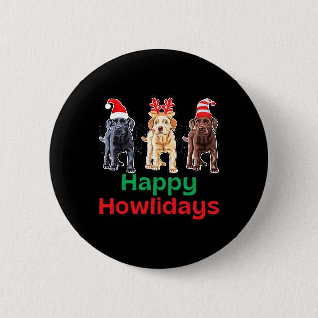Schokolade-Labrador-Weihnachtsfeier Button (Vorderseite)