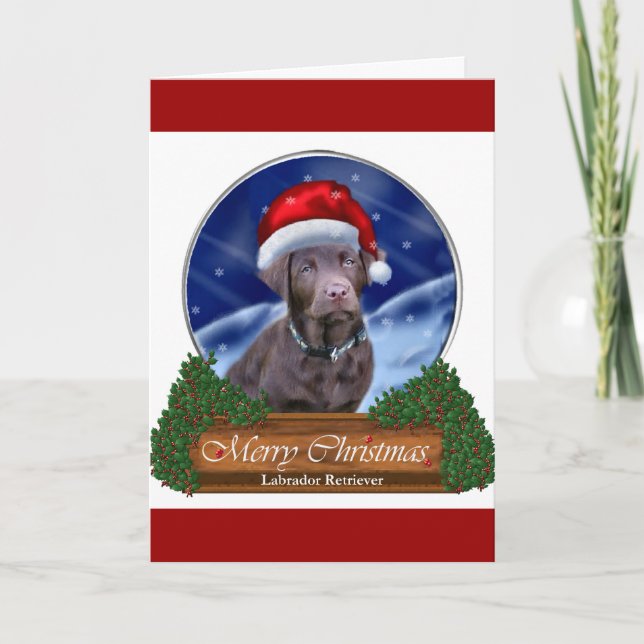 Schokolade Labrador Weihnachtsgeschenke Feiertagskarte (Vorderseite)