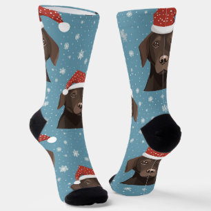 Schokolade Labrador Weihnachtshut Crew Socks Socken