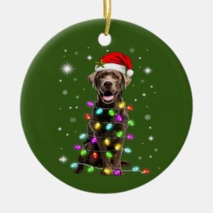 Schokolade Labrador Weihnachtsmannmütze Weihnachts Keramik Ornament