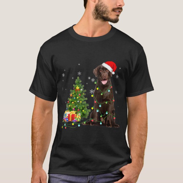 Schokolade Labrador Weihnachtsmannmütze Weihnachts T-Shirt (Vorderseite)