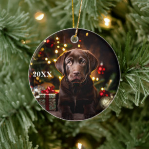 Schokolade Labrador Welpe Hund Weihnachtsschmuck